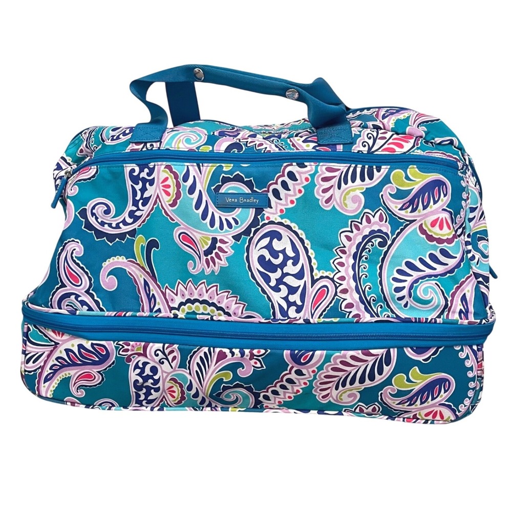 Vera Bradley 22" Rolling Duffle Weekender Lighten Up Wheel waikiki blue paisley